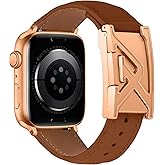 YouthRun Leather Magnetic Band Compatible with Apple Watch Bands 38mm 40mm 41mm 42mm 44mm 45mm 46mm 49mm, Top Grain Genuine Leather iWatch band, Designer Dressy Luxury Strap for Women Men