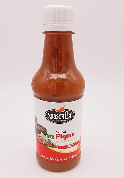 ZAASCHILA REAL MEXICAN SALSA 9.35OZ BOTTLE (PACK OF 3) CHOOSE FLAVOR BELOW (PIQUIN – HOT (RED))