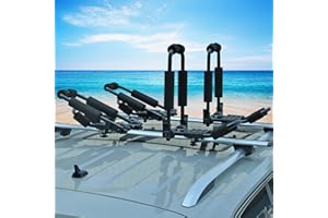 Bonsing Kayak Roof Rack for 2 Kayaks, J-Style Universal Kayak Racks for Roof Rack Folding Kayak Carrier for SUV Car Rooftop Mount on Crossbars - 2 Pair