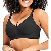 Greoay Bras for Women Wireless Push Up Seamless Wire-Free Bras Full Support T-Shirt Bra V Neck Comfortable Adjustable Bra