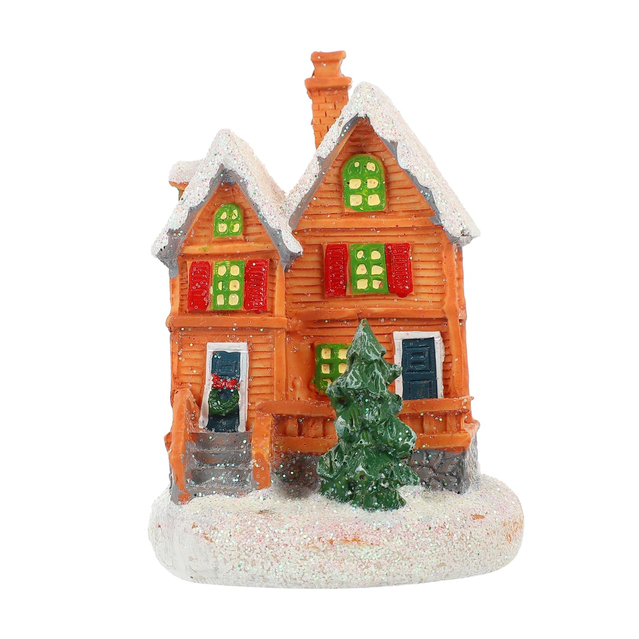OFFSCH Luminous Xmas Mini Lighted House Ornament Resin Decoration for Home Supplies for Tabletop Bookshelf Entryway and Xmas Party Favors