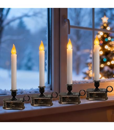 Lot De 4 Bougies De Fenêtre Avec Capteur Du Crépuscule à L