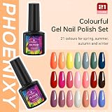 Phoenixy 24P Gel Nail Polish Set 7ml 21 Colors Base Top Matte Coat view 2