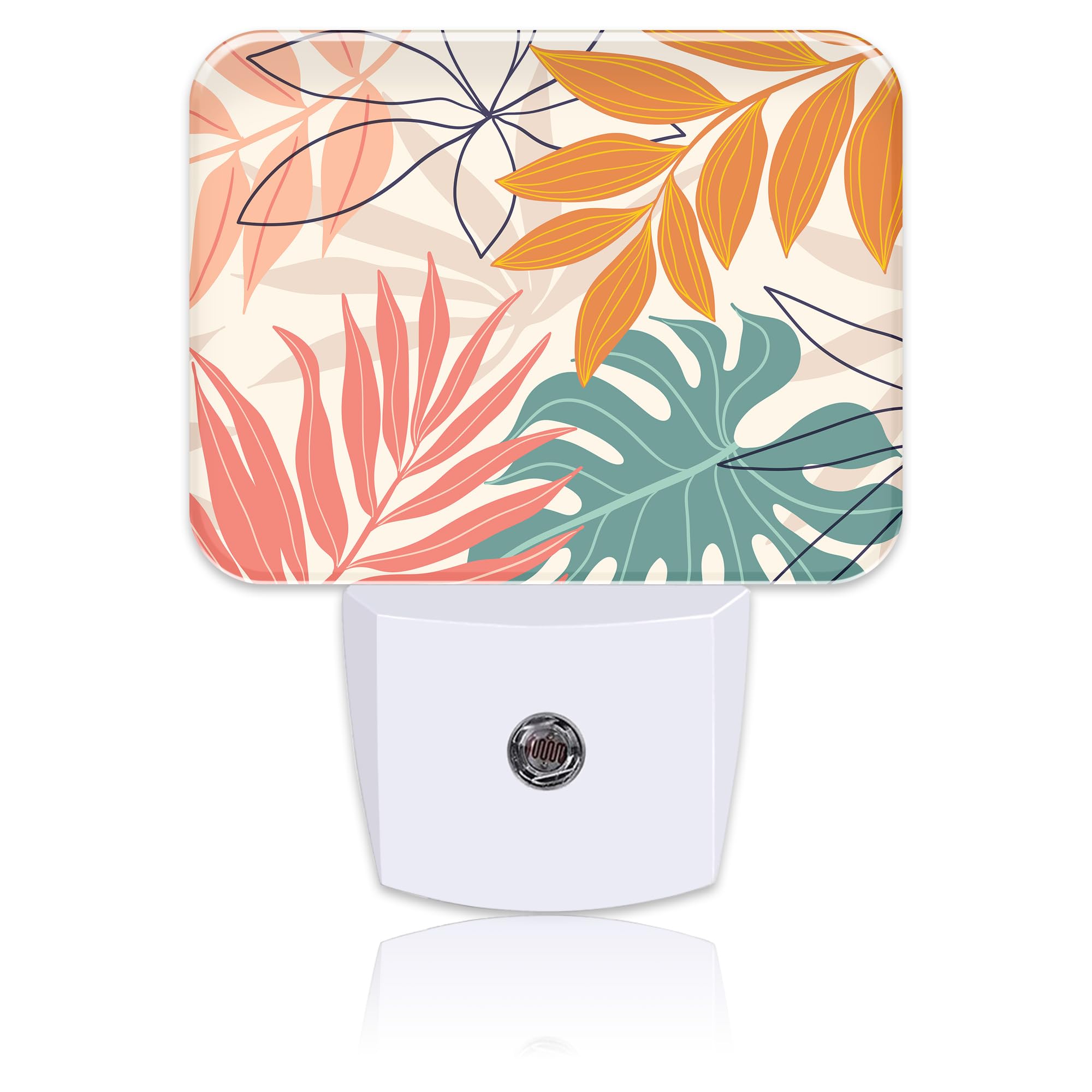 Photo 1 of Uiaoiais Abstract Art Plant Night Light Plug into Wall, Leaves Lines Night Light with Dusk to Dawn Sensor for Kid Girls Boys Women Men Bedroom, Hallway, Kitchen, Bathroom, Stairs Decor