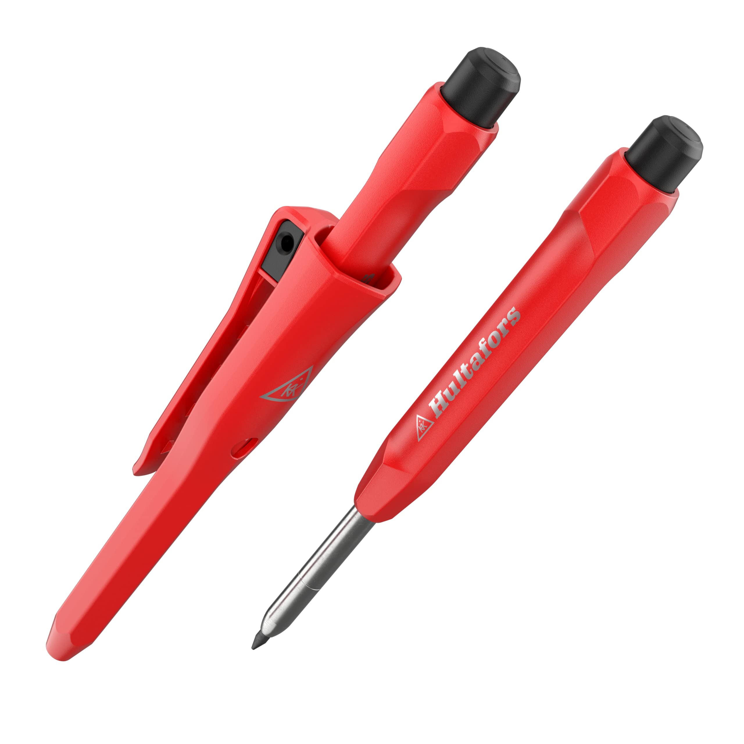 Hultafors Professional Carpenters pencil incl. Long-Lasting Graphite Lead & Sharpener I I 1 Piece I Deep hole Marker with Non-Slip Clip I For Wood, Concrete & Metal Surfaces I 650100