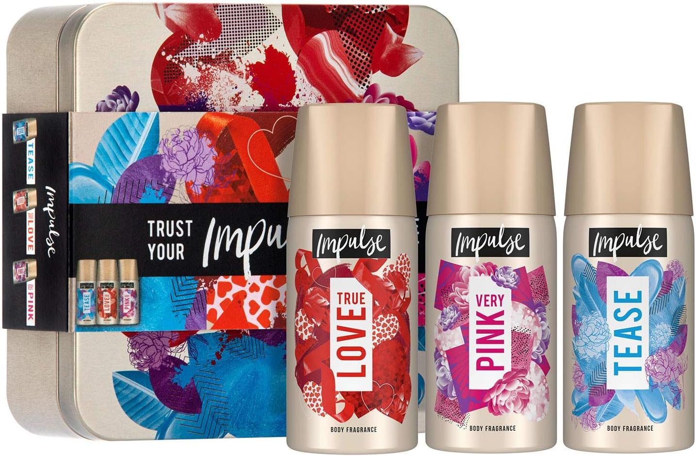 Impulse Be Unique Mini Tin Gift Set, Body & Skin Care Kit, with Body