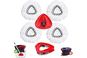 Wa.IE Jiemi 4-Pack Microfiber Spin Mop Head Replacements - Perfect Fit for Oceda EasyWring 1-Tank Setup, Complete with Brush,