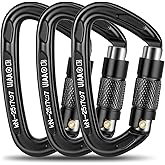 T-Fly Auto Locking Climbing Carabiner Clips 25KN (5620 lbs), Heavy Duty Carabinersfor Rock/Ice Climbing, Rappelling, Rescue, Hammocks 3.9" Large Size (3pack)