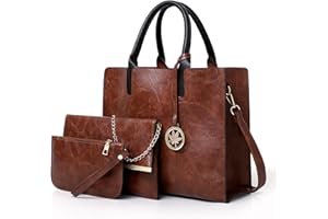 PORT&LOTUS Large Tote Bag for Women Purse and Wallet Shoulder Bag Women's Top-handle Handbags Set 3pcs