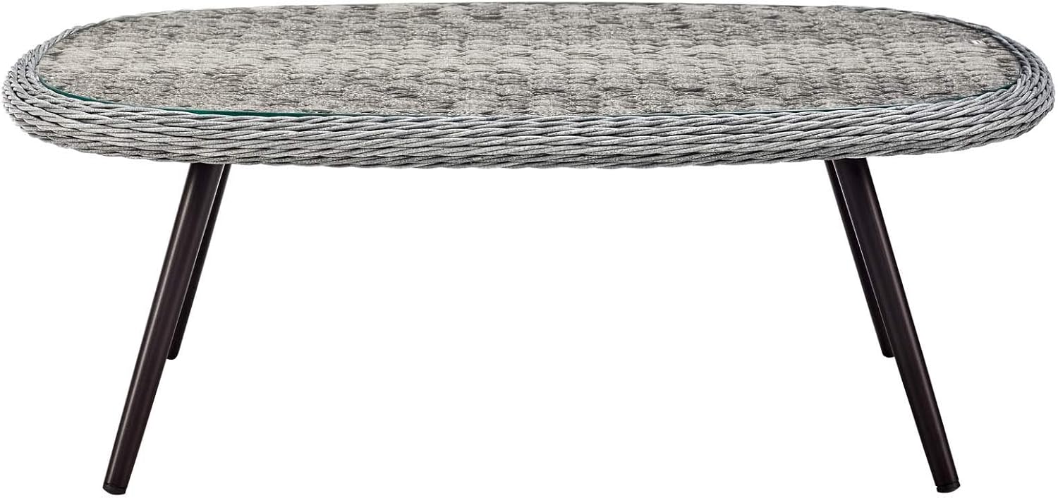 Modway Endeavor Wicker Rattan Aluminum Glass Outdoor Patio Coffee Table in Gray : Garden & Outdoor