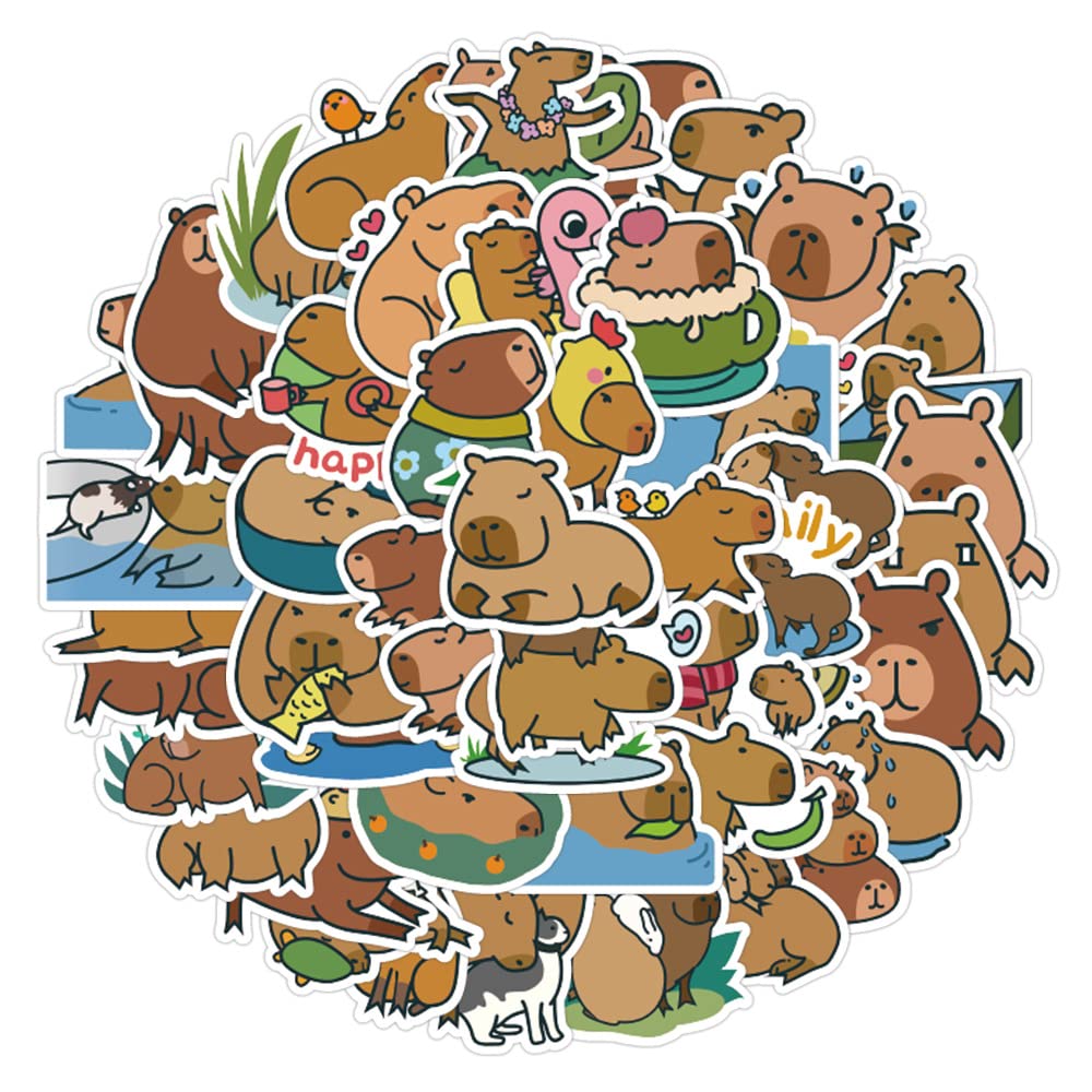 Capybara Stickers for Laptop(100 PCS),Gift for Children Teens Adults Girl Boys,Waterproof Stickers for Water Bottle,Capybara Vinyl Stickers for Scrapbook,Skateboard,Bike,Phone,Dairy — image 1