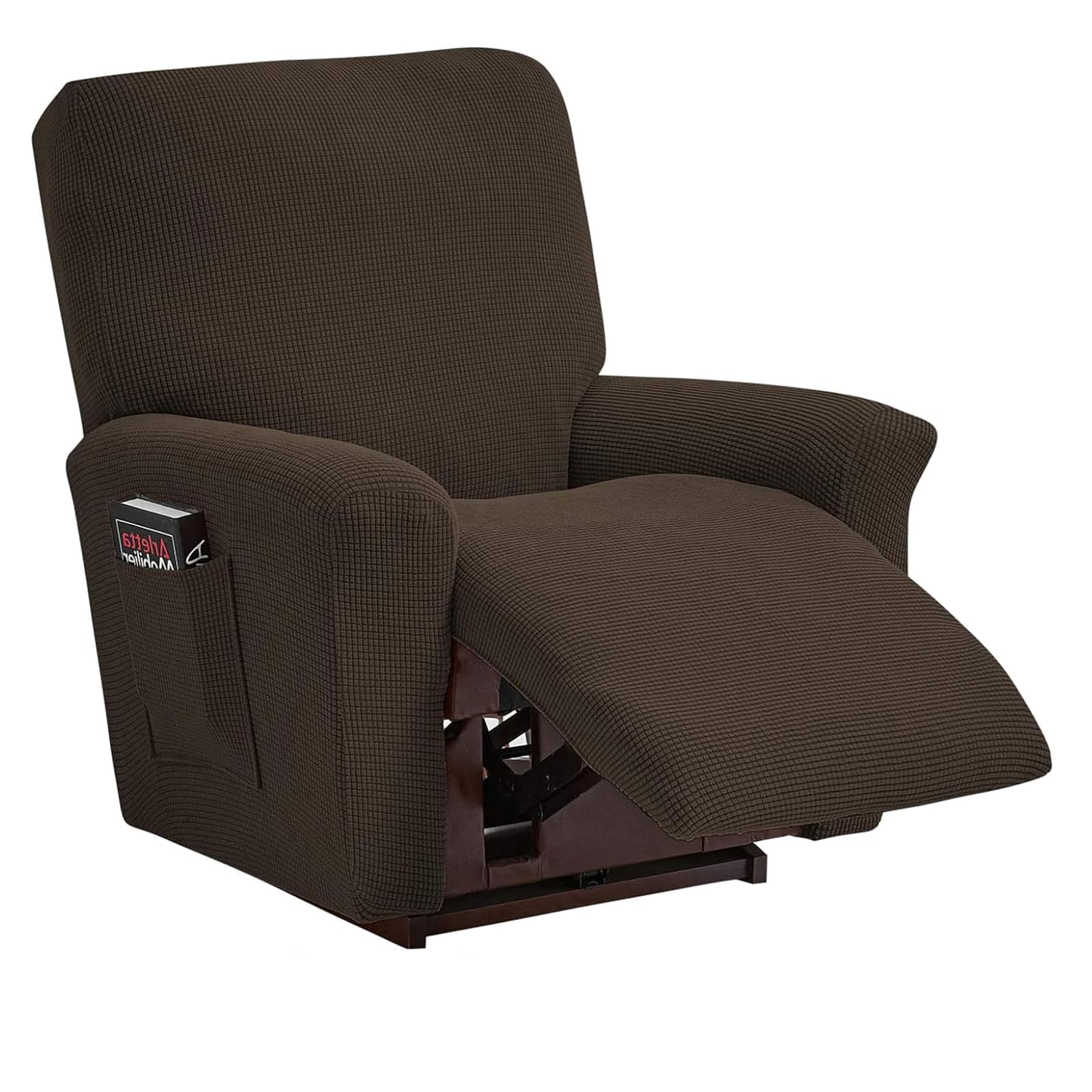 Topchances Recliner Chair Covers With Pockets,Stretch Armchair Covers Slipcovers Non Slip Reclining,Washable Recliner Sofa Cover Furniture Protector For Living Room(Recliner, Brown)
