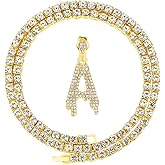 FW Jewelry Gold Silver Initial Letter Necklaces for Men/Women, Dripping Initial Letter Pendant Necklaces A-Z, Mens Necklace Initial Letter chains