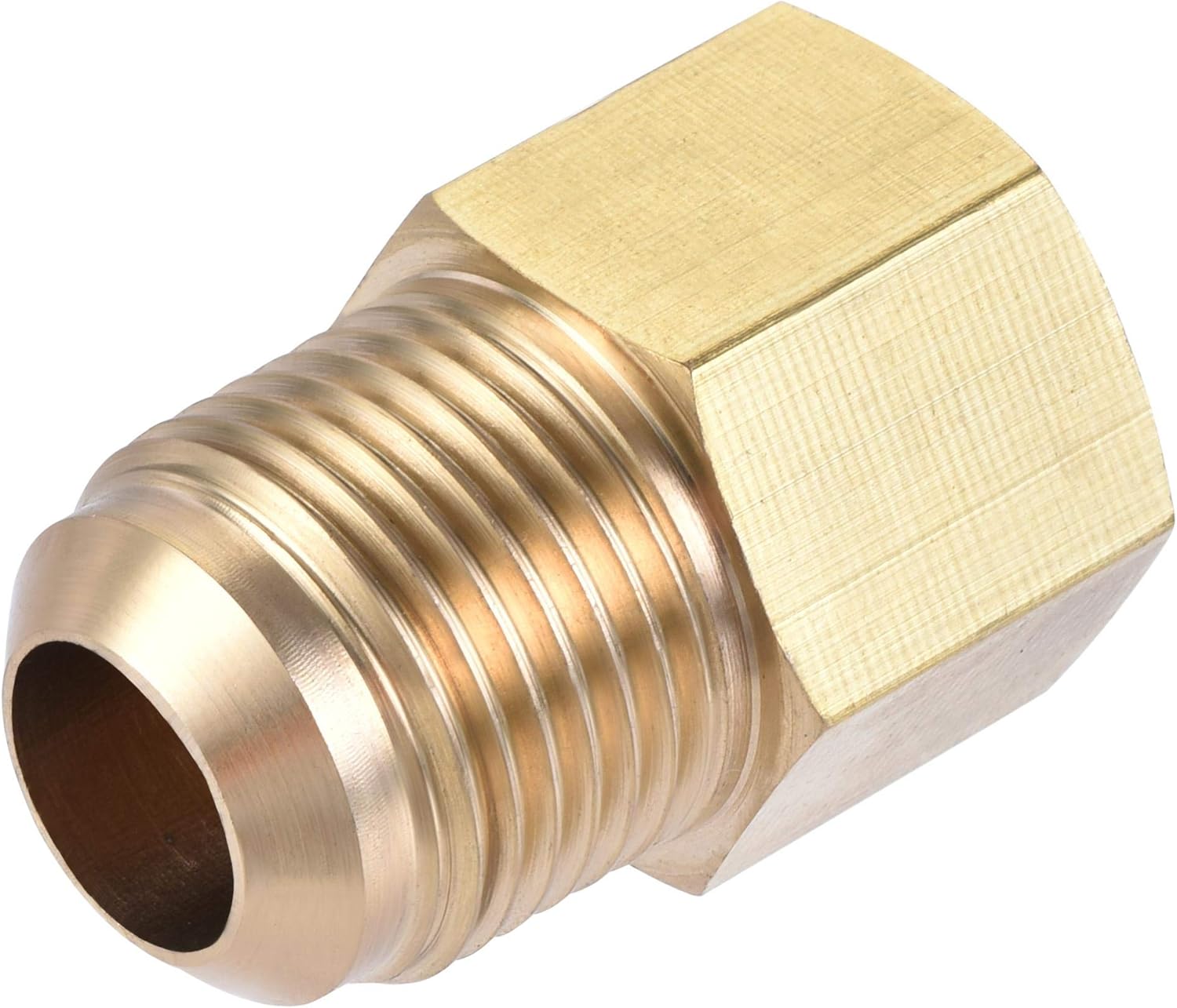 sourcing map Brass Pipe Fitting, 1/2 SAE Flare Male 3/8 SAE Female Thread, Tubing Adapter Connector, for Air Conditioner Refrigeration