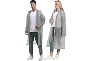 HOOMBOOM Rain Ponchos for Adults Reusable Raincoats Survival Heavy Duty Military Impermeable 2 Packs Rain Coat…