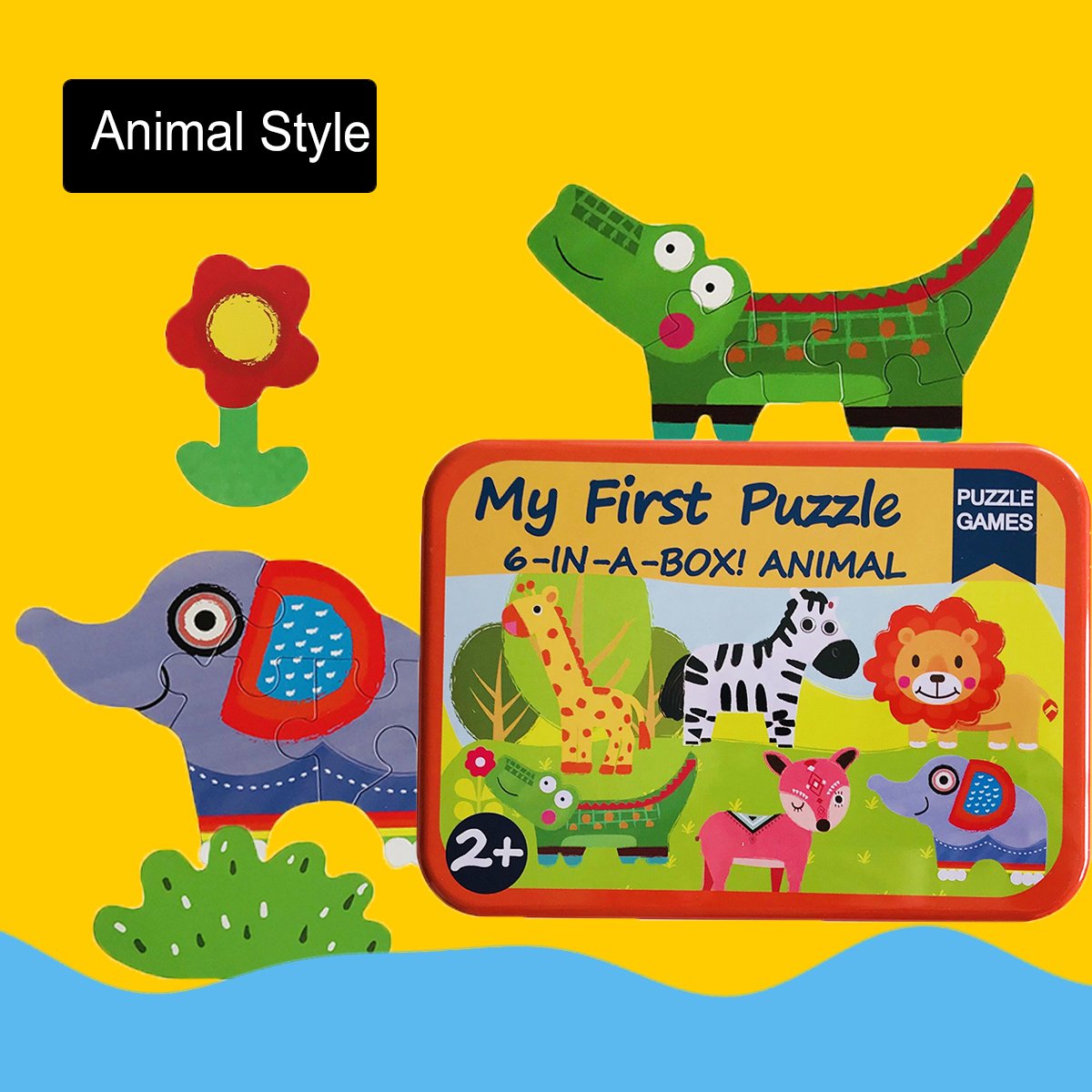 Humars Puzzle Games 6-In-A-Box! My First Animal Puzzle Set Wooden Jigsaw Puzzles For Boy & Girl Toddlers