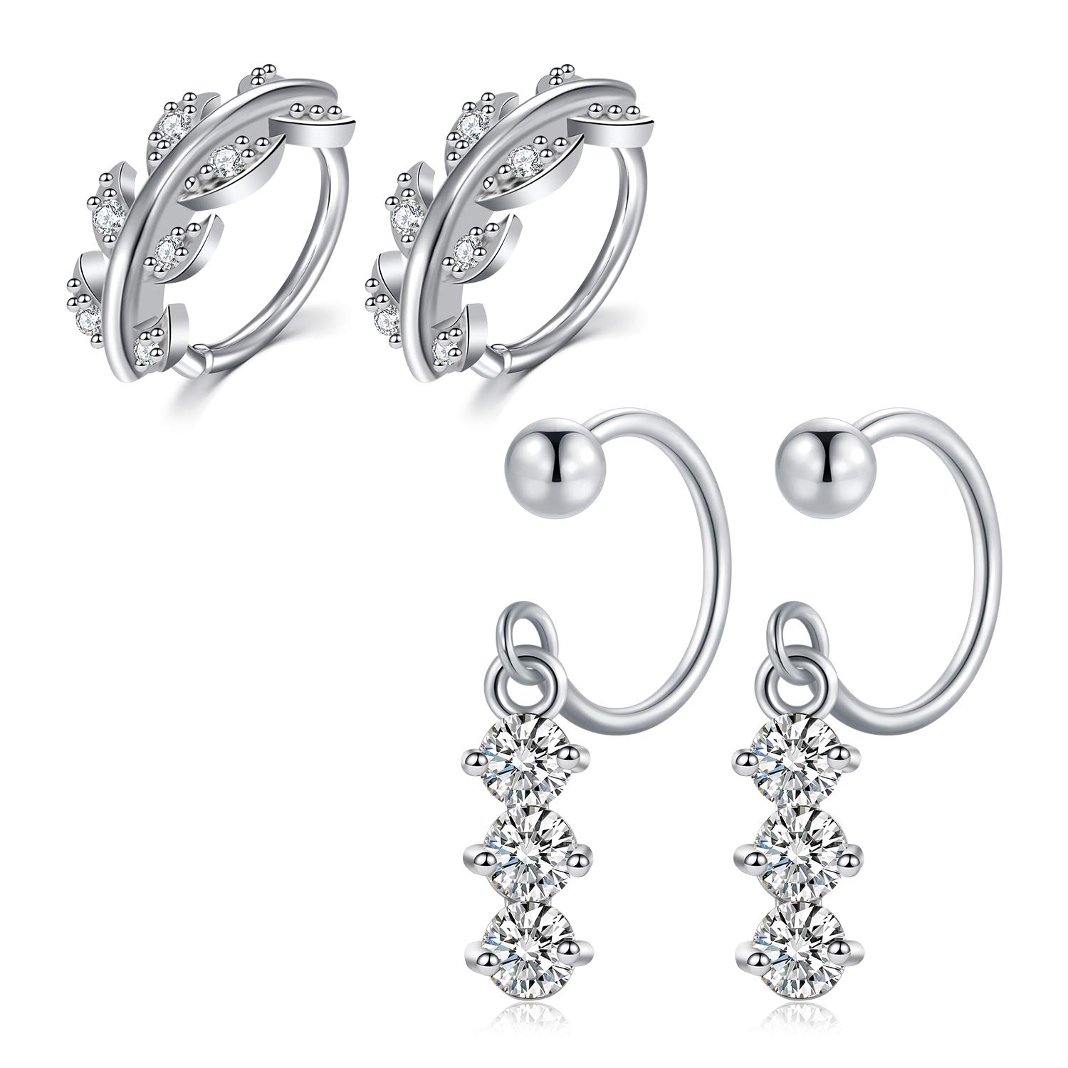 JFORYOU 18 Gauge Helix Cartilage Tragus Earrings Hoope Surgical Steel Daith Earrings Piercing Jewelry Heart CZ Small Hoop Earring Jewelry Silver Rose Gold