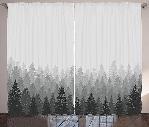 Amazon Com Ambesonne Forest Curtains Wilderness Pattern With