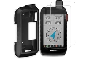 INNOSURE [3-PACK] Silicone Case x1, HD Clear Tempered Glass Screen Protector 5" x2 for Garmin Montana 700 700i 710 710i 750i 