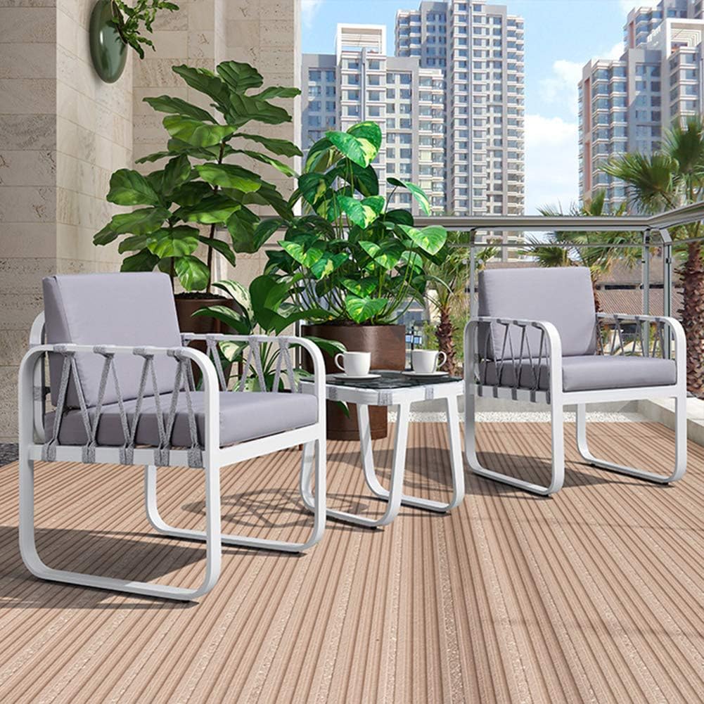 Hmcozy Premium Patio Bistro Set Outdoor 3 Piece Chair Bistro Set Patio Furniture Two Chairs With Coffee Table Gray Cushion Amazon Co Uk Kitchen Home