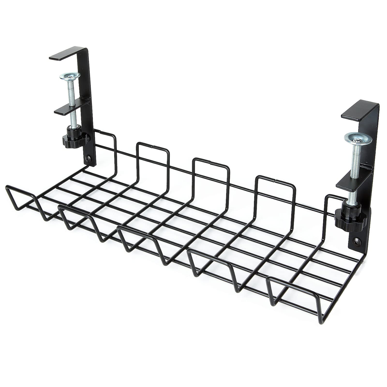 ASelected Under Desk Cable Management Tray, No-Drill Metal Cable Management, 38cm Metal Cord Organizer, Office Cable Mesh Holder for Desks, Offices and Kitchens, Black