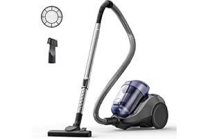 Aspiron Canister Vacuum Cleaner, 1500W/28KPA Bagless Vacuum Cleaner, Anti-Allergen HEPA Filter, 2.5QT Dust Cup, 2-in-1 Crevice Tool, Low Noise, Corded Vacuum for Hard Floors,Crack,Tiles