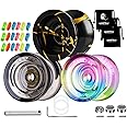 MAGICYOYO N11 Unresponsive Alloy Yoyos Professional Yoyo +K2 Responsive Yoyos, Pack of 3 Dual Purpose Yoyo with Bearings Kit, 3 Yoyo Bags, 18 Yoyo Strings