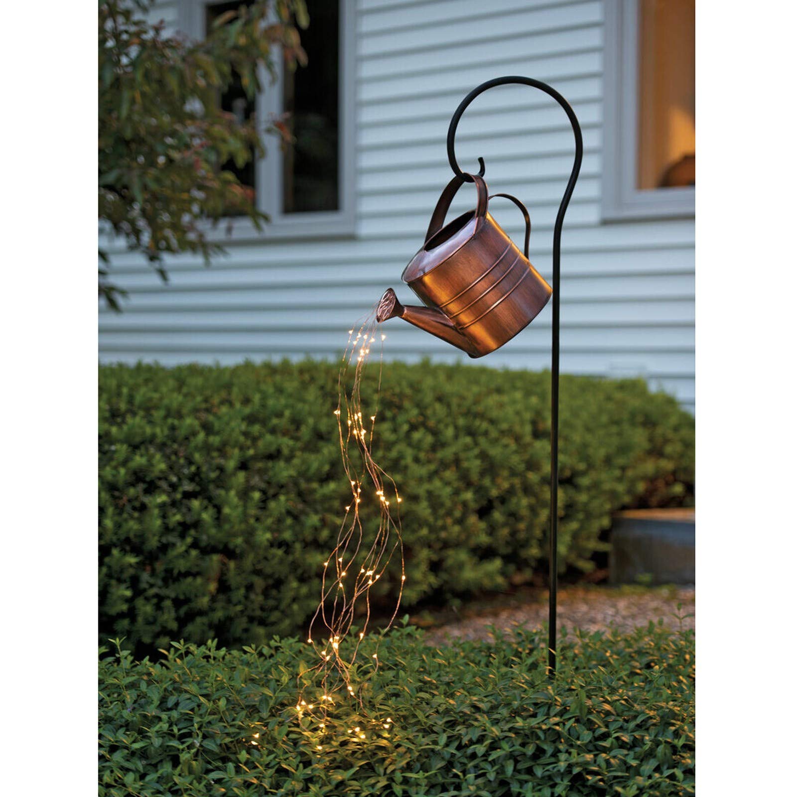 Star Shower Garden Art LED Light with Stake Firefly Bunch Lights Fairy Copper Wire Waterproof String Lights, Vine Solar Watering Can Lights Outdoor Garden Eid Mubarak Easter Metal Decor Lights (01)