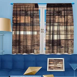 Blackout Curtain Ground Wooden Rustic Floor Planks Grungy Look