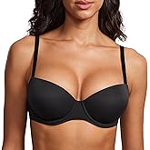 DOBREVA Women's Lightly Padded Balconette Bra Tshirt Supportive Demi Underwire Plus Size