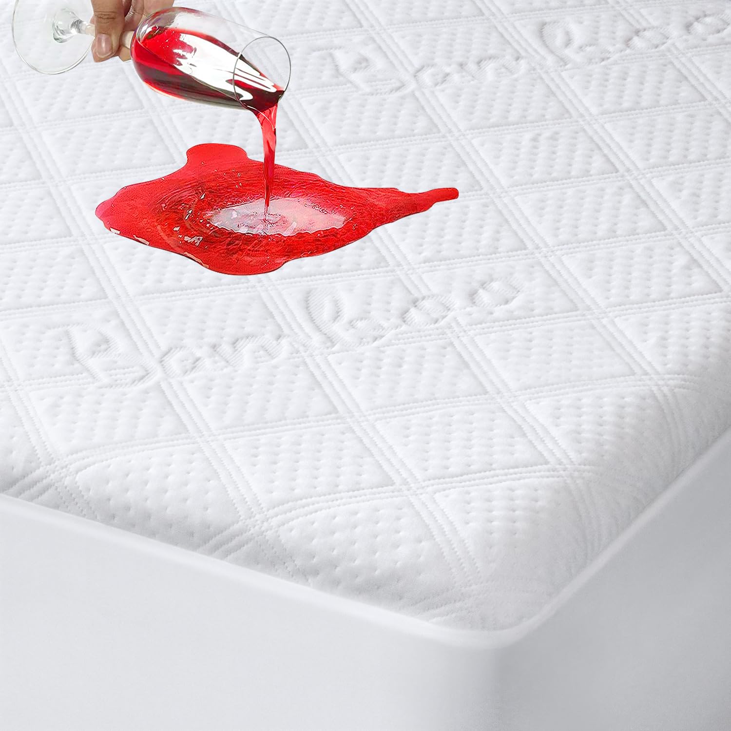 Double Bed Waterproof Mattress Protector Double Size Bed Fitted Mattress Cover Soft Noiseless Washable Breathable & Vinyl Free Mattress Pad Cover Fitted 40cm Deep Pocket (135x190/200cm)