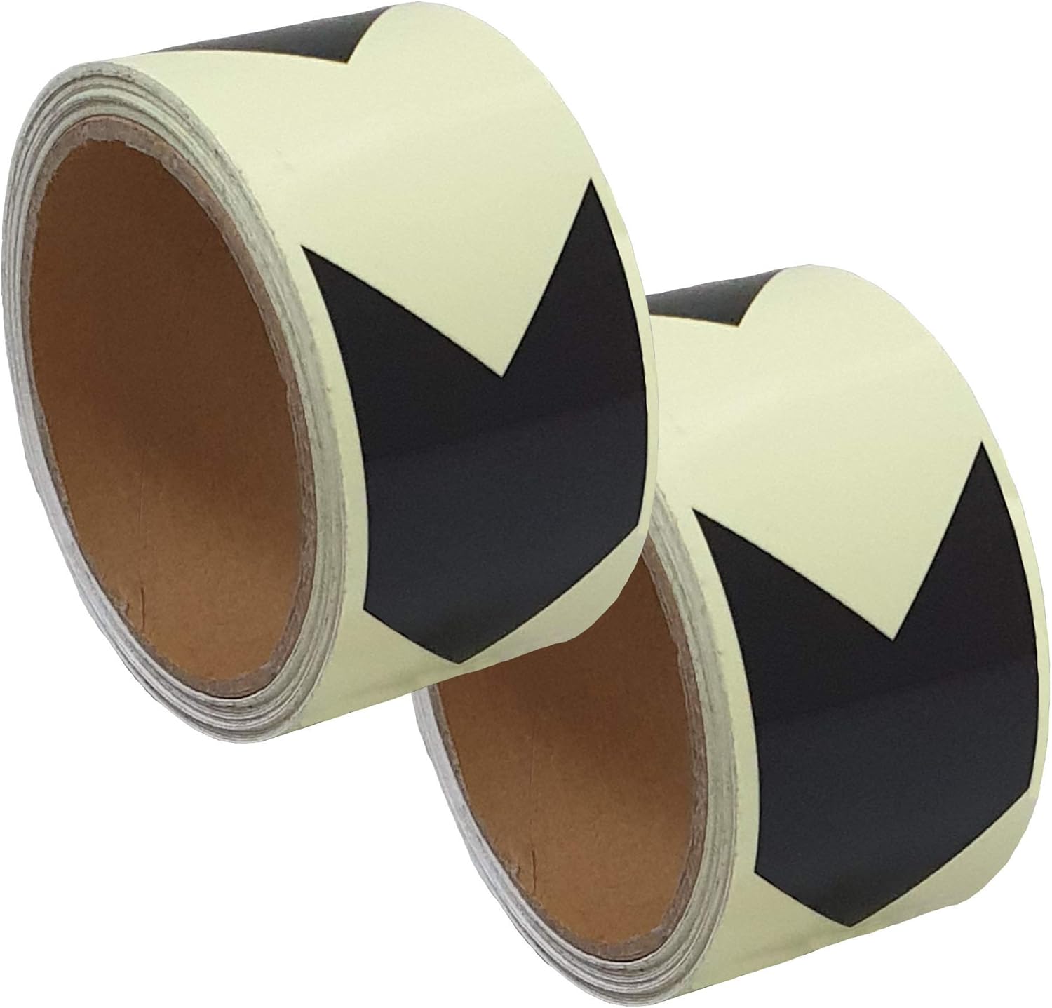 Macro Giant Luminous Directional Marking Tape, Straight Ahead Mark, Set of 2, 5cm Wide, 5m Long, Adhesive, Glow In The Dark
