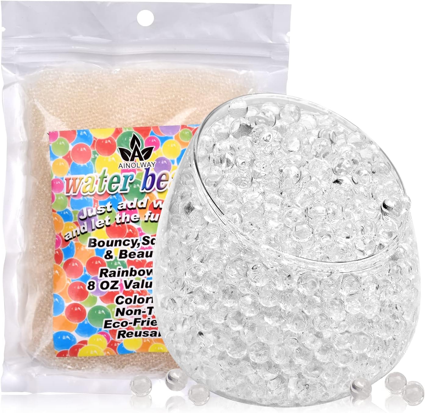 Vase Fillers - AINOLWAY 90,000 Clear Water Gel Beads Vase Fillers Bead,Transparent Gel Water Beads, Floating Candle Making,Wedding Centerpiece,Floral Arrangement