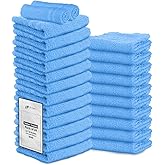 STF Linen Hand Towels (Pack of 24) Light Blue Economy Salon Towels - 100% Cotton Spa Towel– 16 x 27 Inches Highly Absorbable, Facial, Gym, Hair Towels Face Towels Bulk