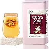 Herbal Tea for Women with Red Ginseng, Astragalus, Jujube, Goji Berries – Natural Vitality & Beauty Support, Caffeine-Free Chinese Herbal Tea Bags, 25 Count 黄芪红参茶 女神茶 补气养颜