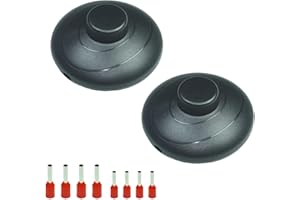 FILSHU 2Pcs Floor Lamp Foot Switch, 3A125VAC Pedal Switch, Round Floor Lamp Inline Switch with Step-on Button,Easy DIY Installation for for LED Light Cord Appliance(Black)