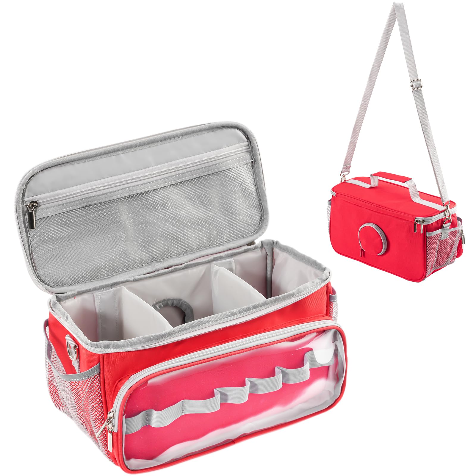 Hautton Carrying Case for Toniebox 2/1 Audio Player, Portable Travel Storage Organizer Bag for Tonies Starter Set, Figures, Headphones and Charging Station with Shoulder Strap and Handle -Red