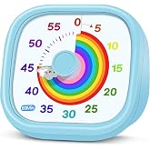 HIPPIH Visual Timer for Kids, 60-Minute Countdown Silent Operation Timer | Visual Rainbow Disk, Timer for Kids &amp; ADHD Toddler, Loud Alarm Timers for Classroom, Kids Desk Time Management Tools