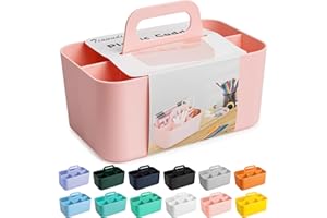 Tiawudi Multipurpose Caddy Organizer, Plastic Caddy with Handle, Stackable Desk Organizer for Stationery, Marker and Pencil, Office Supplies Organizer, Dorm Caddy