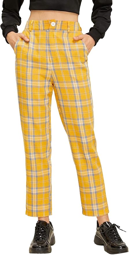 yellow tartan pants