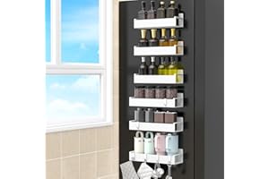 HuggieGems 6 Pack Magnetic Spice Storage Rack Organizer for Refrigerator and Oven, ABS White Fridge Organizers and Storage