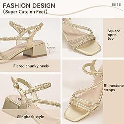 IDIFU Gold Heels Rhinestone Strappy Heels for Women