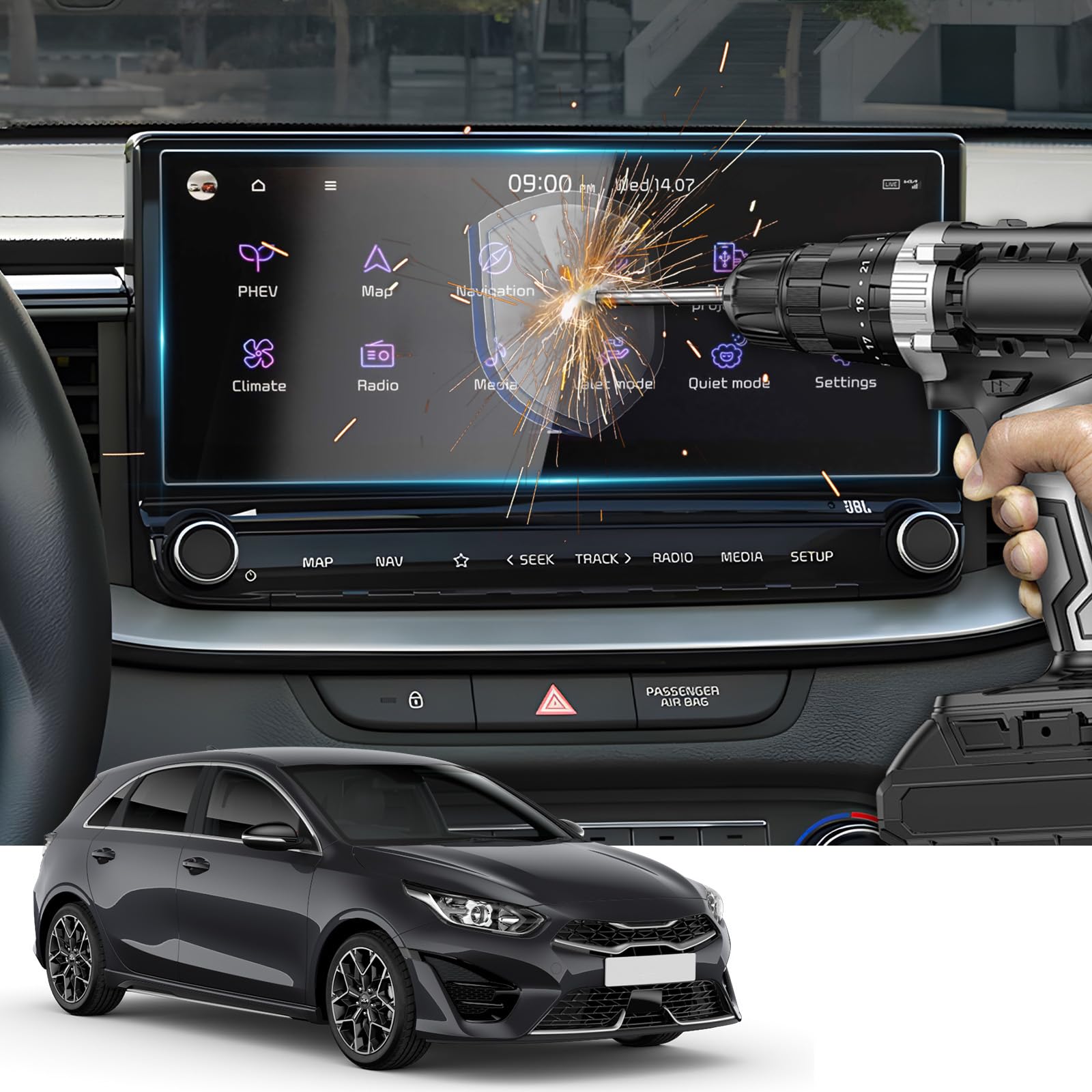 YEE PIN 2023 Model Year Screen Protector Compatible with Kia Ceed Proceed GT XCeed 2022 2023 2024 10.25 Inch Navigation Screen Protector GPS Glass Film - Screen Protector - Scratch-Resistant