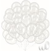 Clear Balloons 12 inch, Transparent Latex 50pcs Party Balloons | Baby Shower, Wedding, Bridal Shower, Birthday Party Decorations