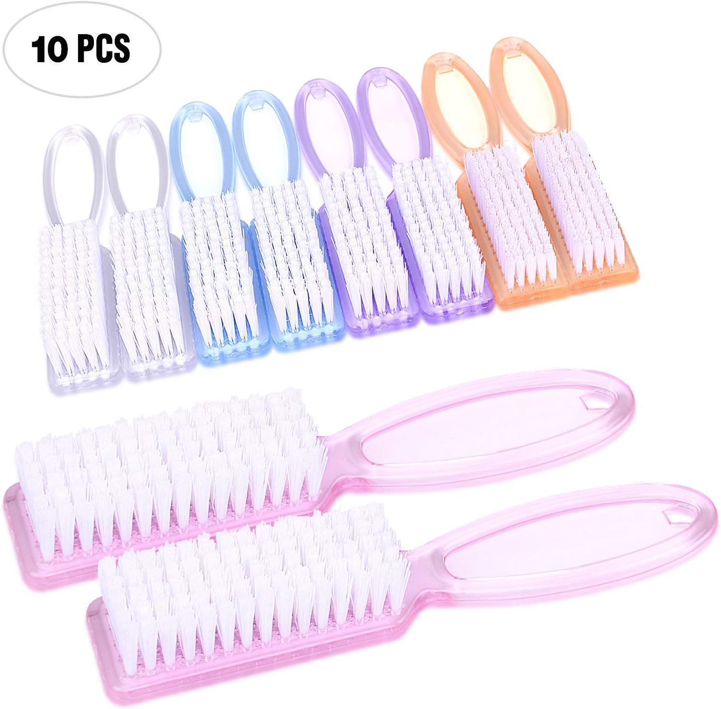 Yesker Handle Fingernail Scrub Cleaning Brushes for Toes and Nails Cleaner, 10PCS, Multicolor: Home & Kitchen