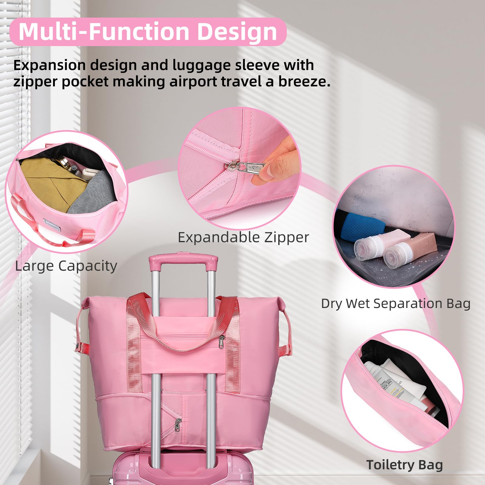 LARVENDER Luggage Sets 3 Piece, 20 Inch Carry on Luggage 22x14x9 Airline Approved Hardside PC+ABS Suitcase Set with Spinner Wheels TSA Lock, Lightweight Luggage Set for Women, Peach Sparkling