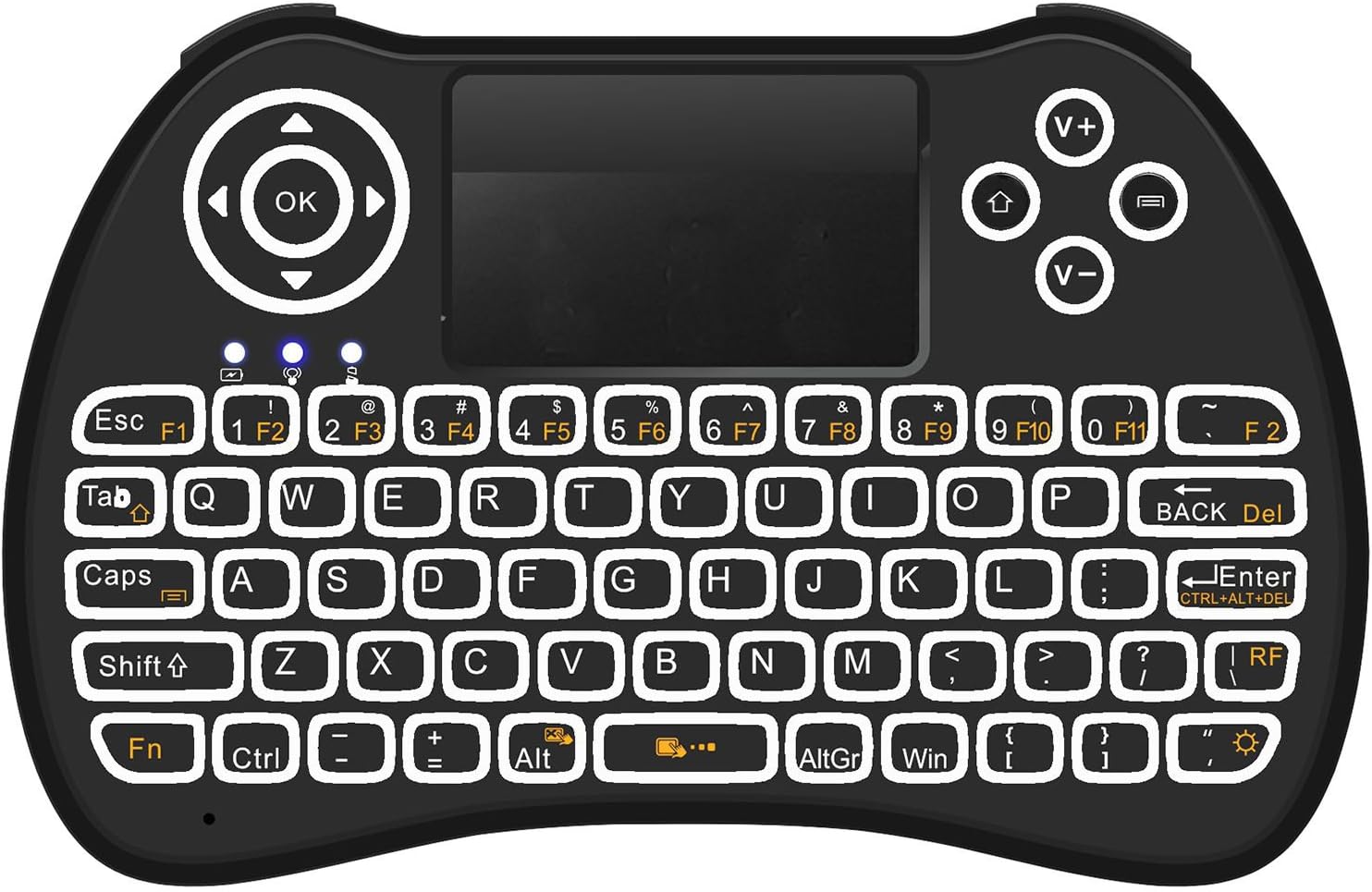 Mitid Backlit Mini Keyboard with Touchpad Wireless 2.4GHz