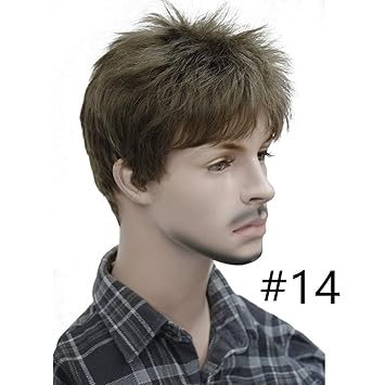 Amazon Com Men S Wig Natural Black Brown Short Straight Hair