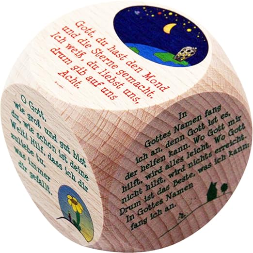GICO Gebetswürfel Morgen- und Abendgebete - für Kinder und Erwachsene aus Holz- Taufe Kommunion - 5989