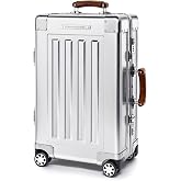Sterling Pacific 40L Cabin Travel Case &ndash; Full Aluminum Four Wheel Carry On Luggage, Italian Leather Handles